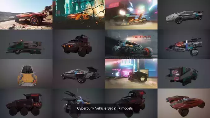 Cyperpunk Vehicle Set 2 3D Model Collection