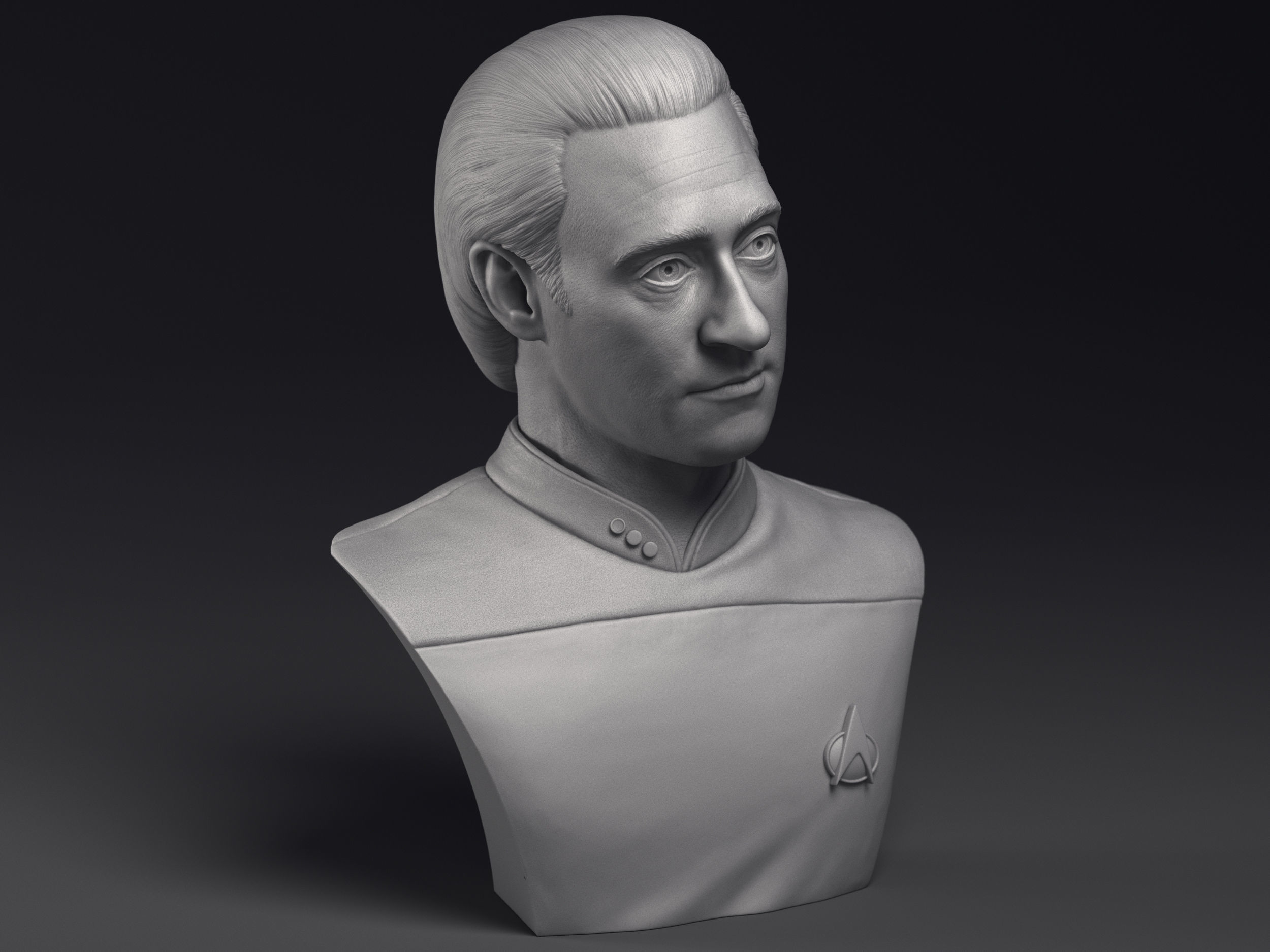 Brent Spiner as Lt Commander Data bust Printable 3D Model 3D print model_6