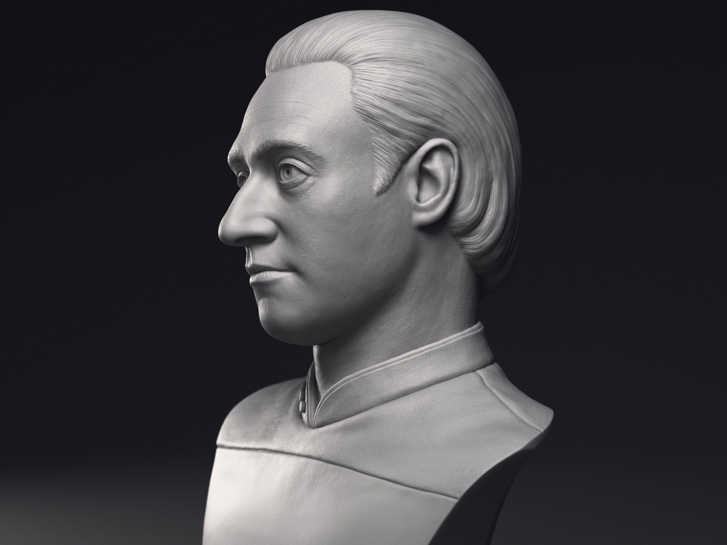 Brent Spiner as Lt Commander Data bust Printable 3D Model 3D print model_7