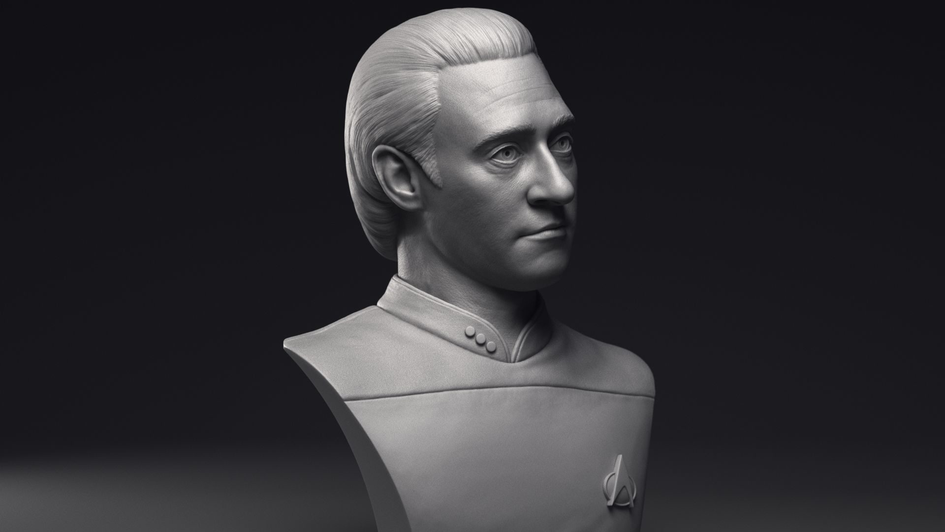 Brent Spiner as Lt Commander Data bust Printable 3D Model 3D print model_24