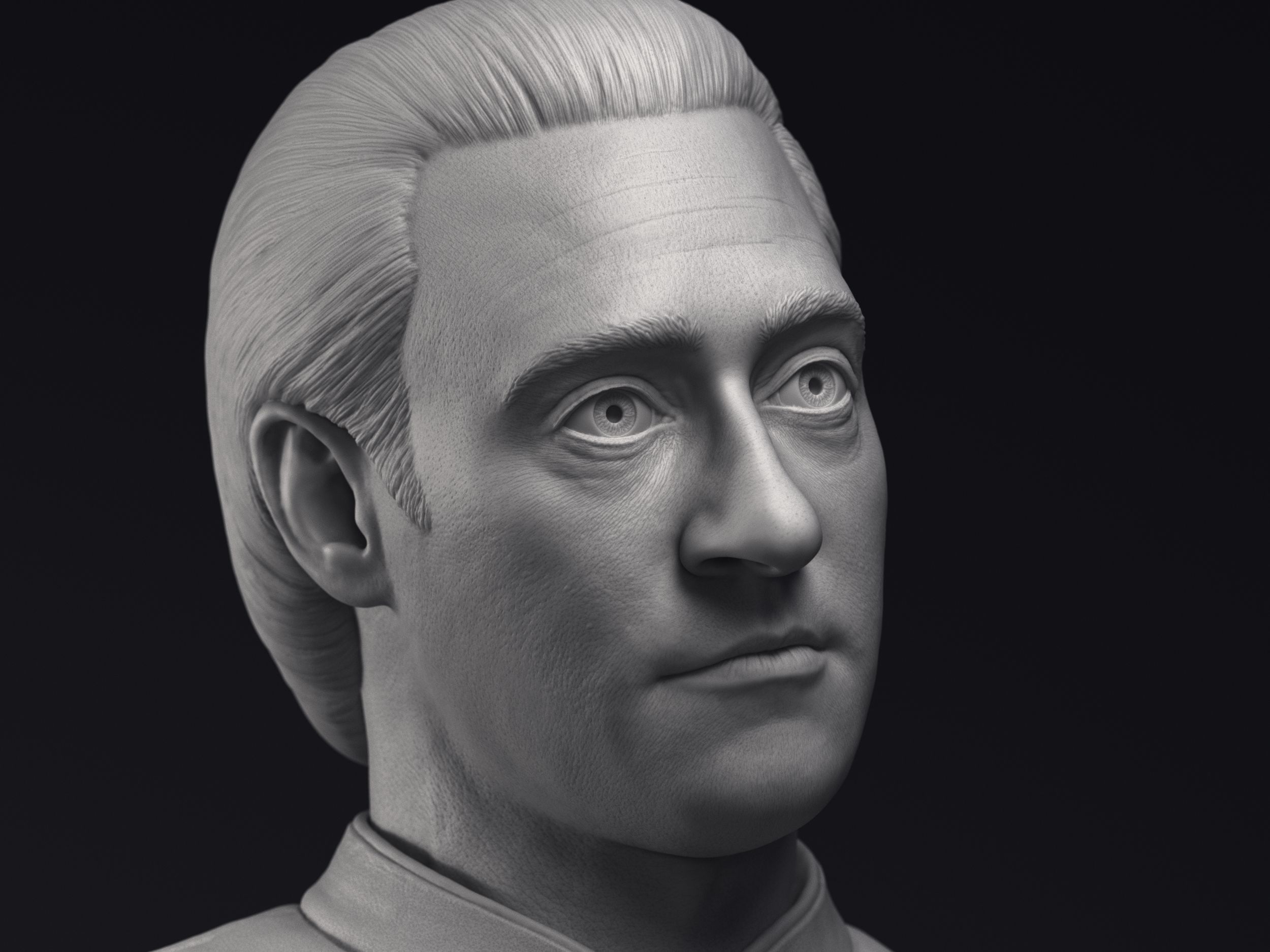 Brent Spiner as Lt Commander Data bust Printable 3D Model 3D print model_1