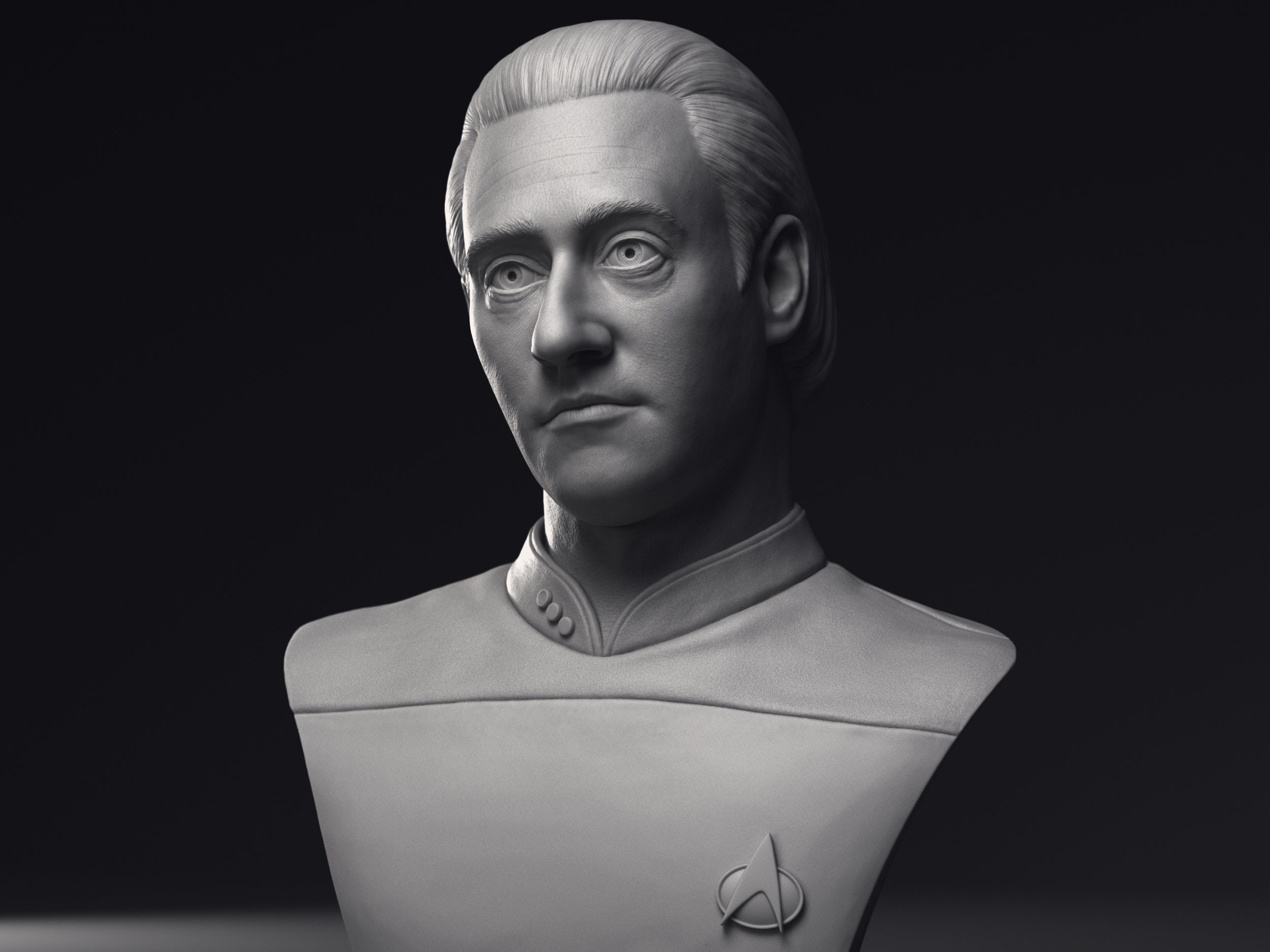 Brent Spiner as Lt Commander Data bust Printable 3D Model 3D print model_5