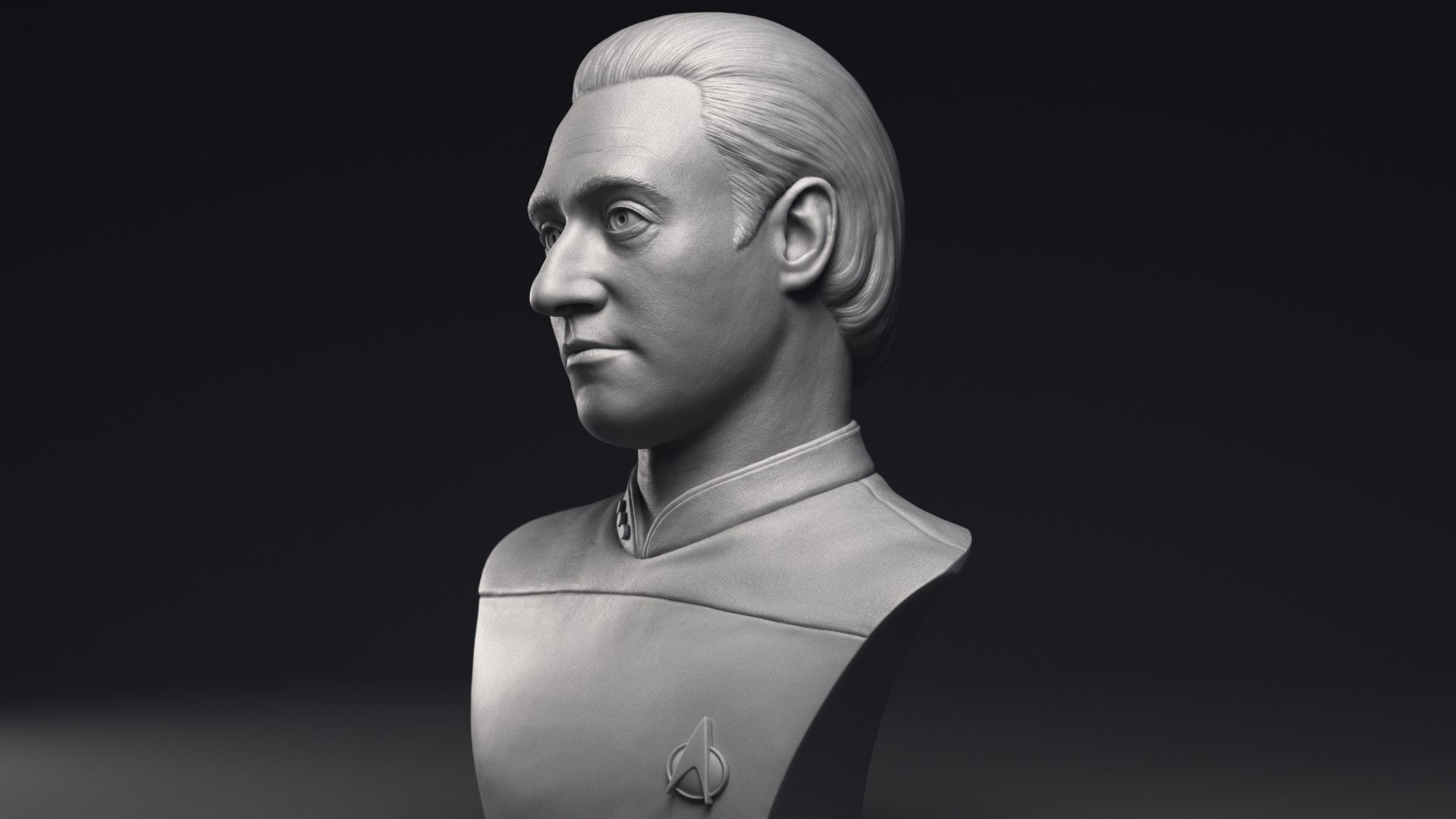 Brent Spiner as Lt Commander Data bust Printable 3D Model 3D print model_13