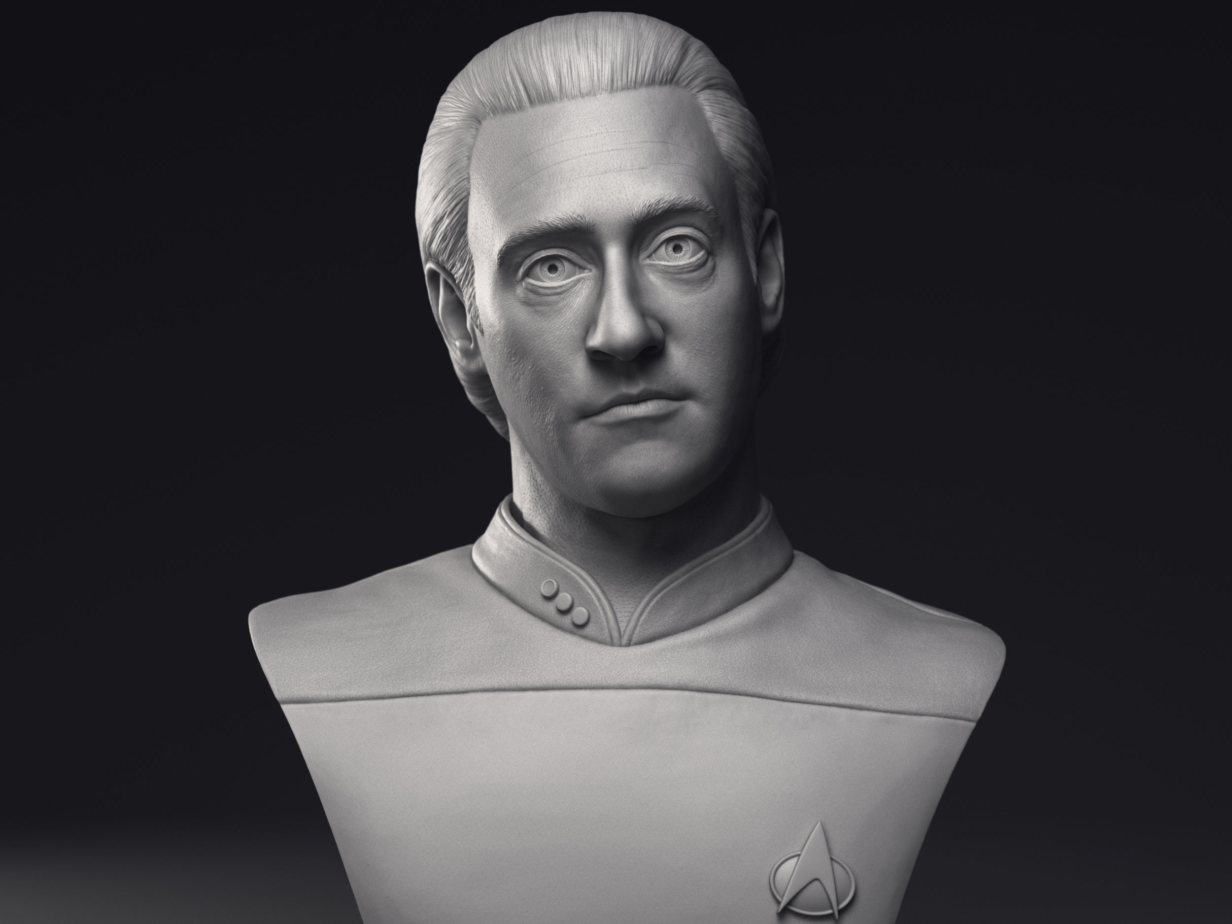 Brent Spiner as Lt Commander Data bust Printable 3D Model 3D print model_4