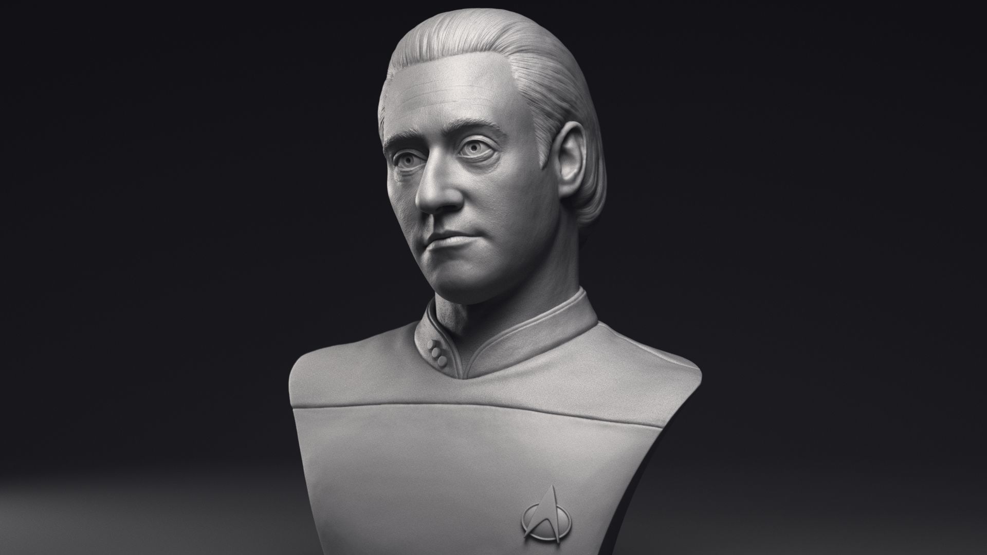 Brent Spiner as Lt Commander Data bust Printable 3D Model 3D print model_12