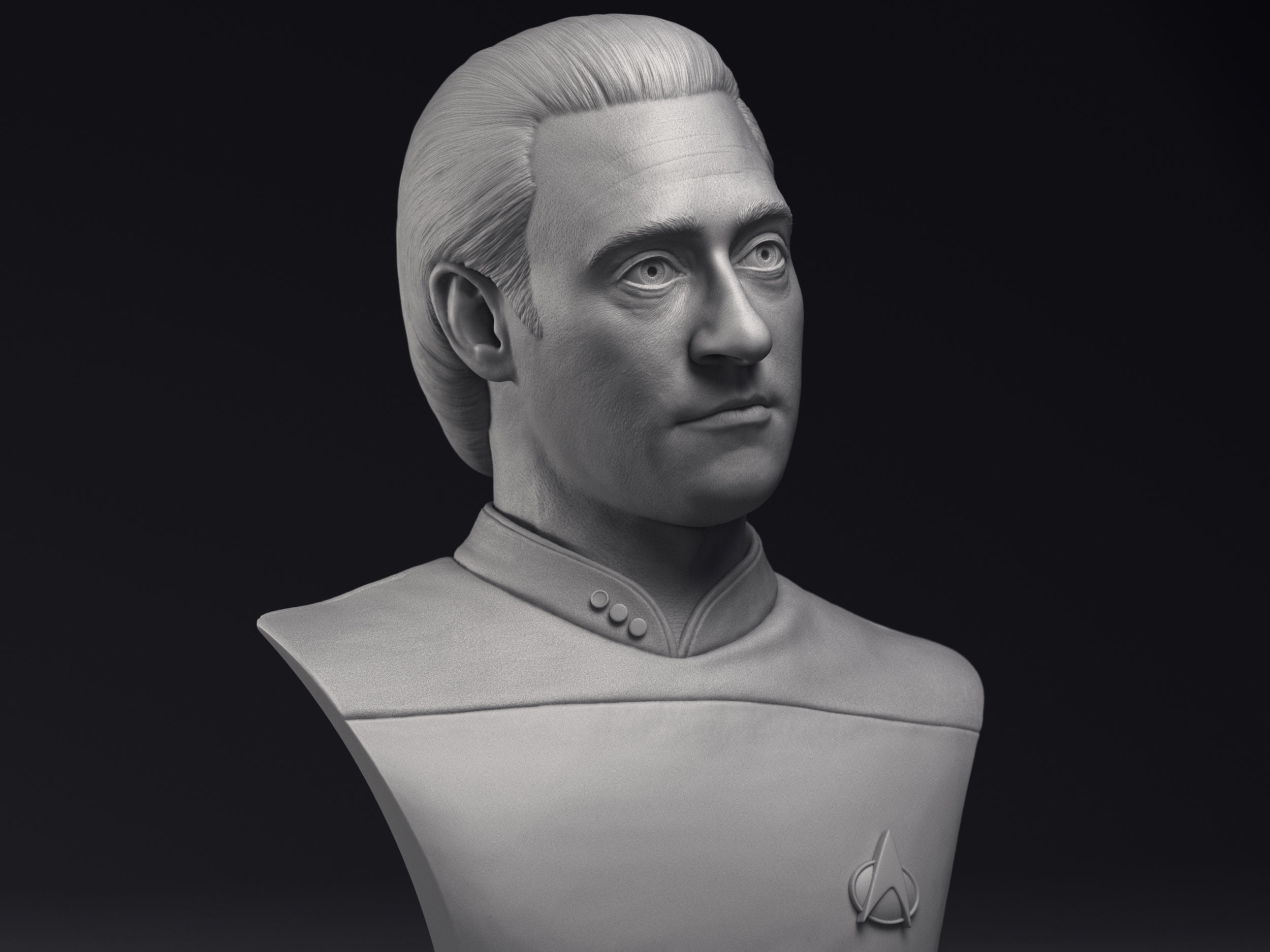 Brent Spiner as Lt Commander Data bust Printable 3D Model 3D print model_3