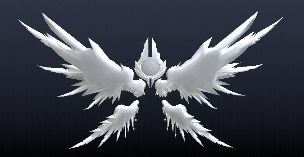 Futuristic Metal Wing Low-poly 3D model_2