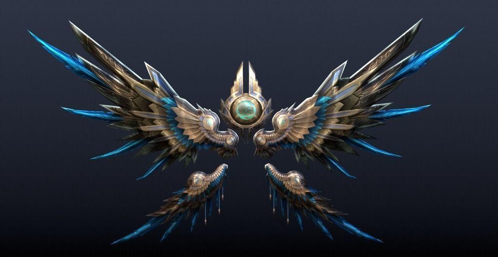 Futuristic Metal Wing Low-poly 3D model_9