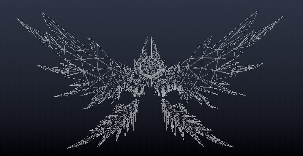 Futuristic Metal Wing Low-poly 3D model_1