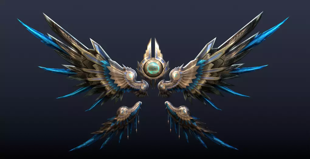 Futuristic Metal Wing Low-poly 3D model_0