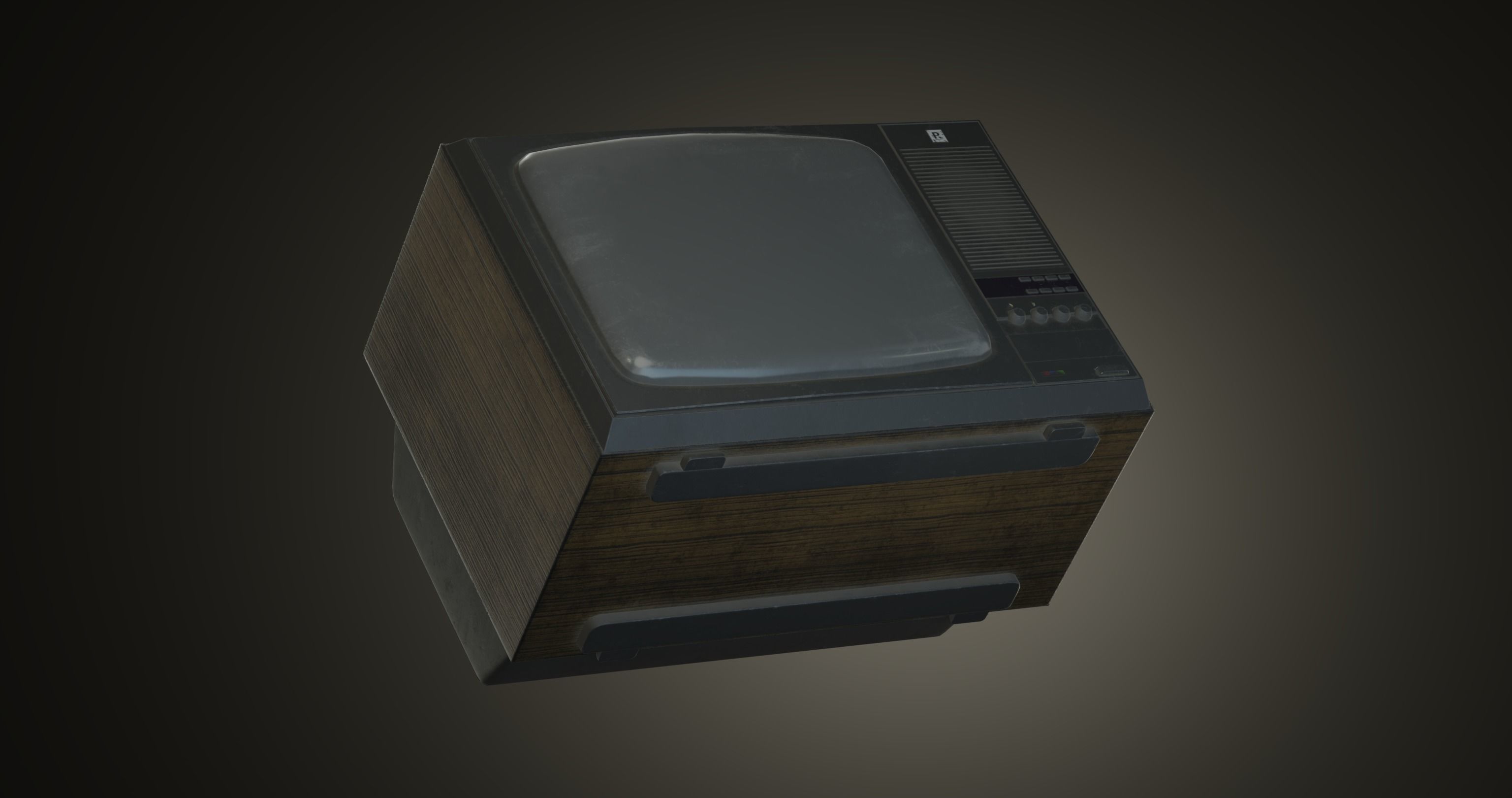 Antique TV Old Television Low-poly 3D model_5