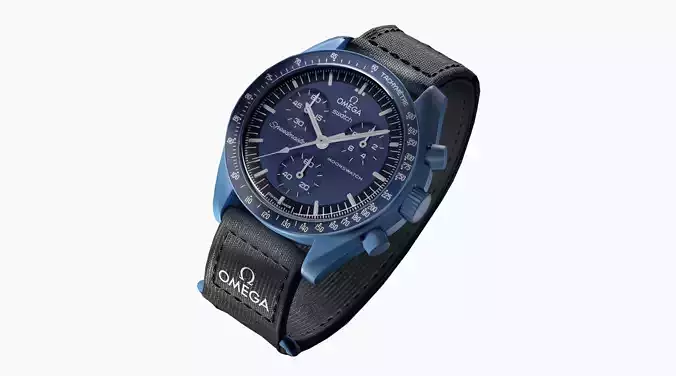 Swatch X Omega MoonSwatch Neptune Low-poly 3D model
