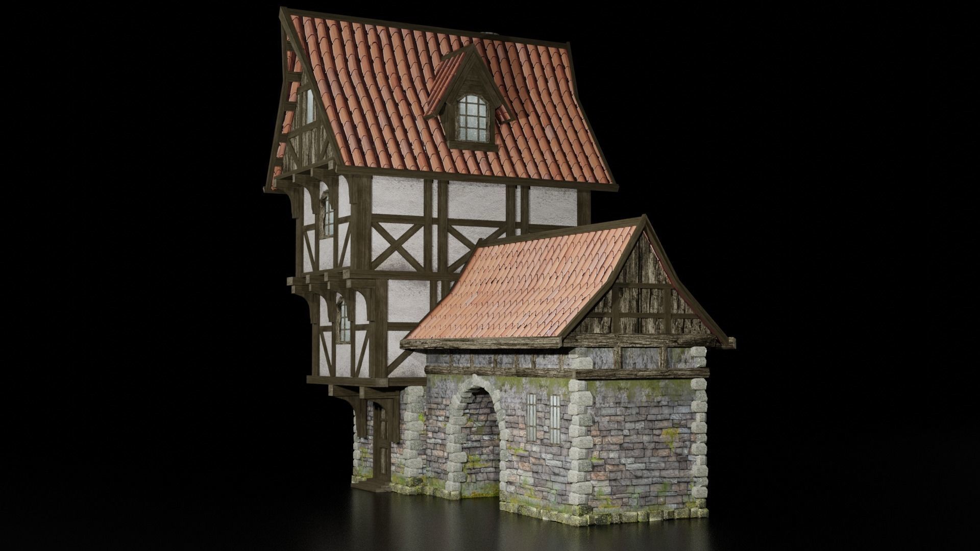 MEDIEVAL HOUSE Low-poly 3D model_3