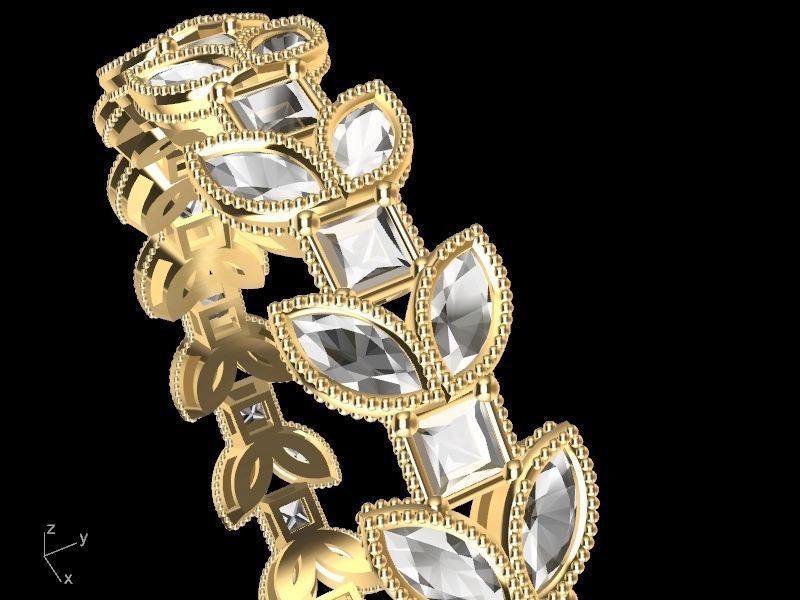 marquise princess cut eternity ring stl verified  3D print model_16