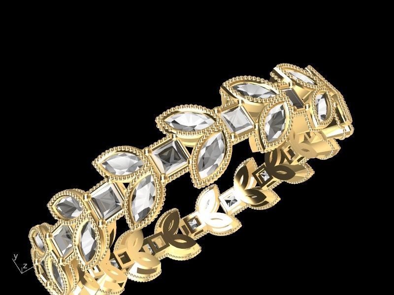 marquise princess cut eternity ring stl verified  3D print model_10