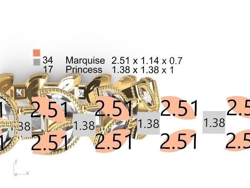 marquise princess cut eternity ring stl verified  3D print model_6