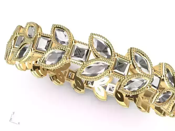 marquise princess cut eternity ring stl verified  3D print model