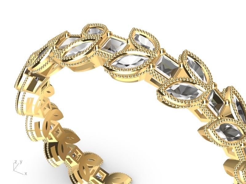 marquise princess cut eternity ring stl verified  3D print model_2