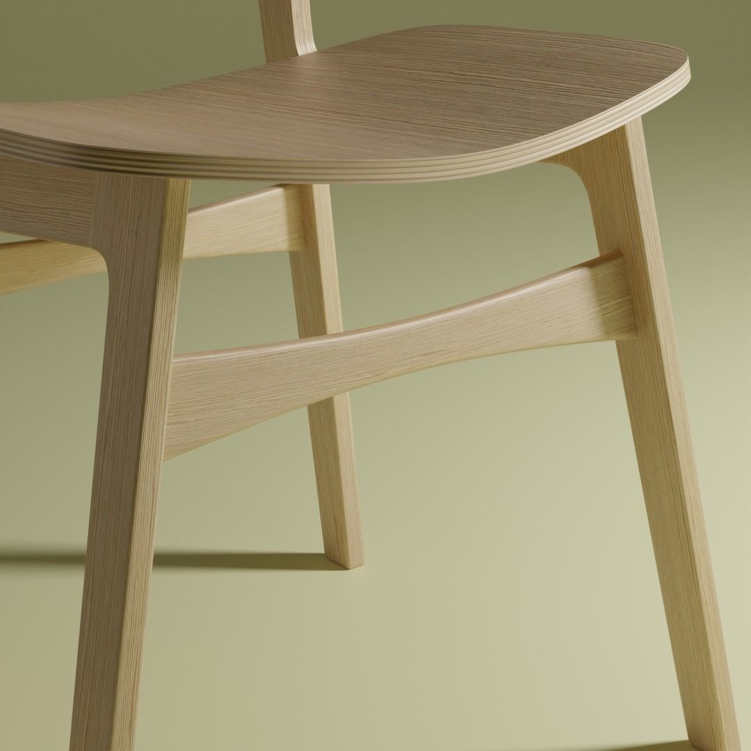 Modern Wooden Seamless Chair -  Designer Chair 001 3D model_4