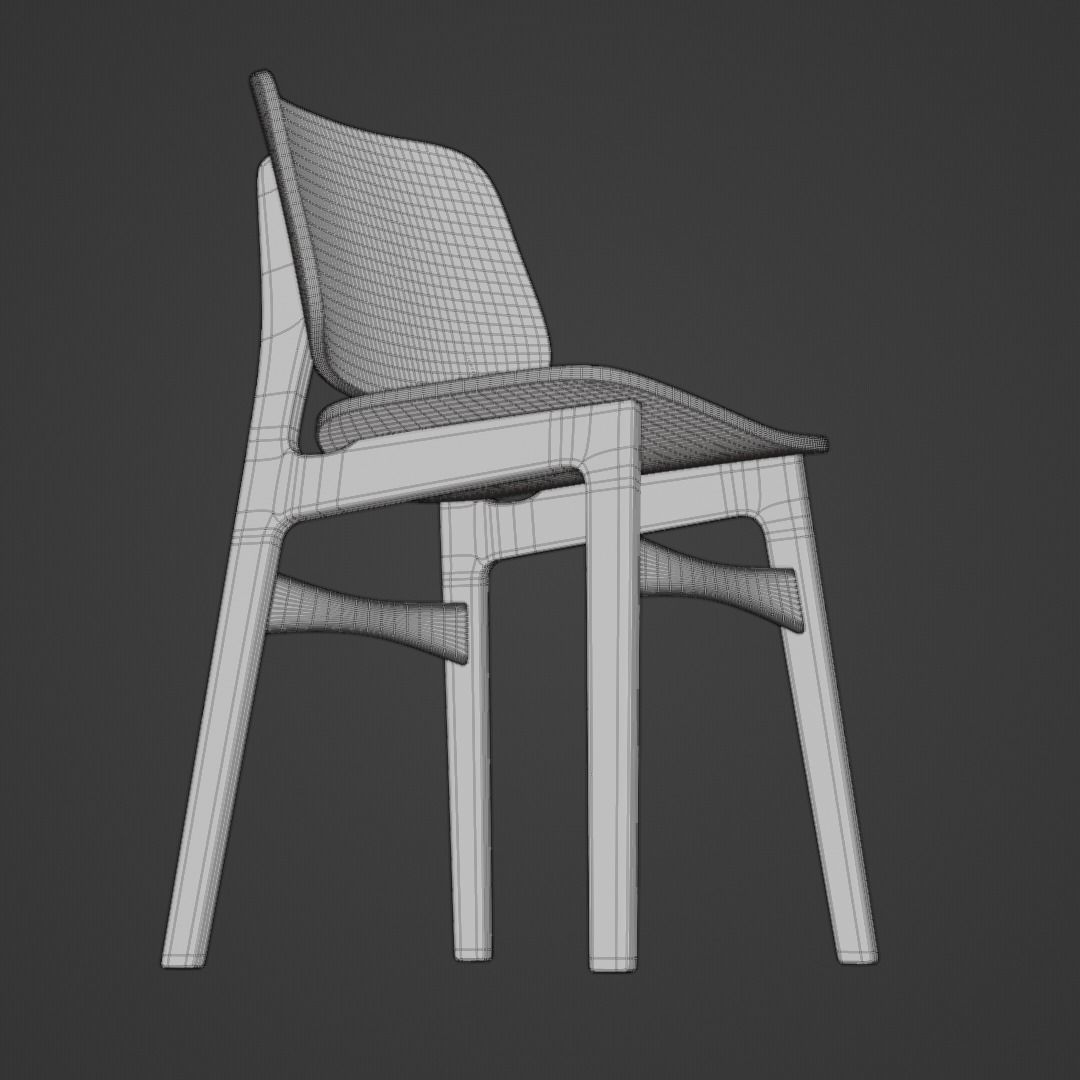 Modern Wooden Seamless Chair -  Designer Chair 001 3D model_7