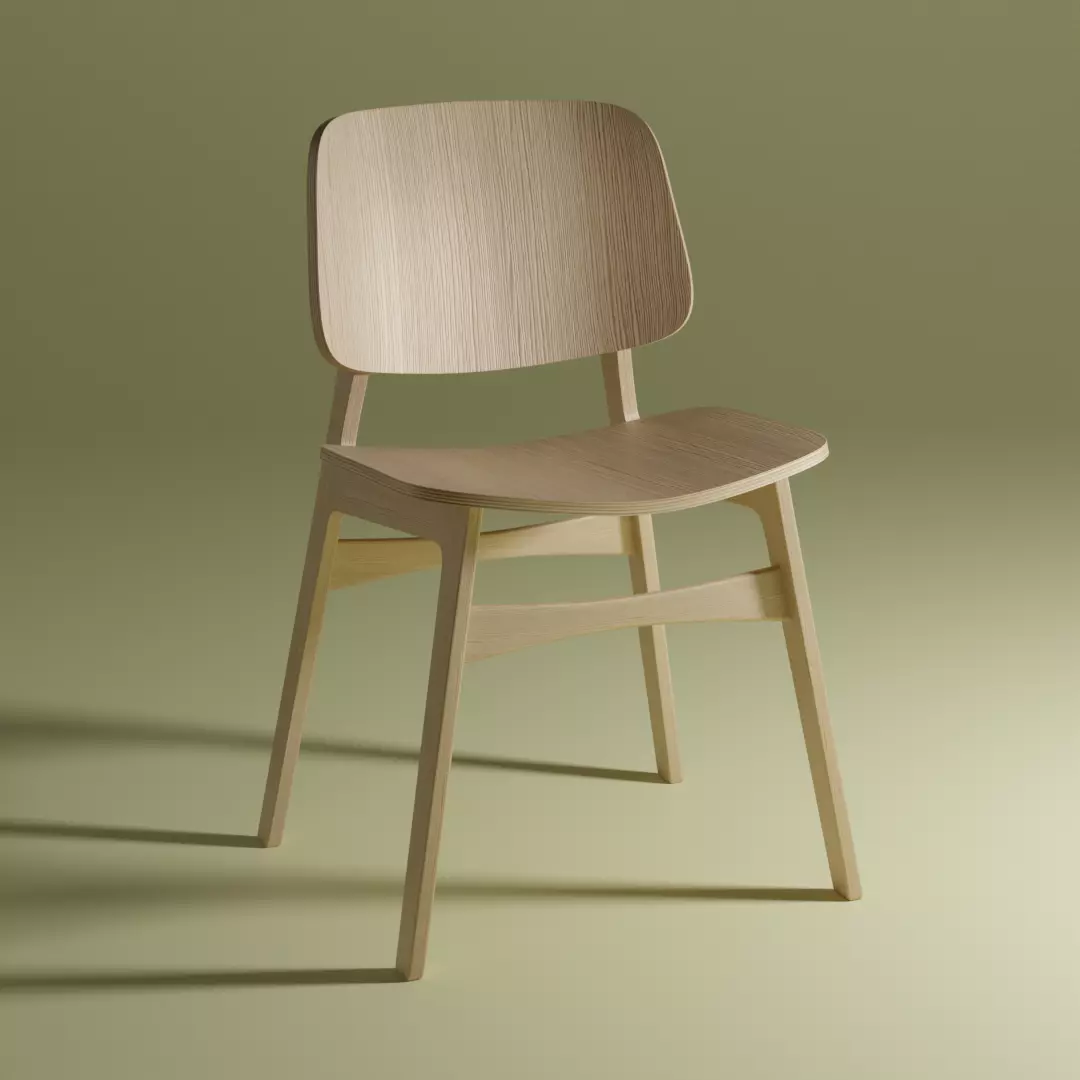 Modern Wooden Seamless Chair -  Designer Chair 001 3D model_0