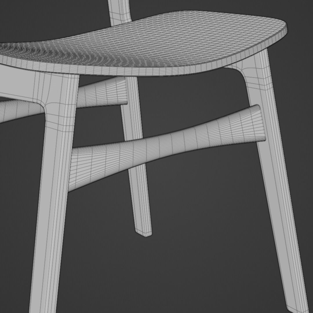 Modern Wooden Seamless Chair -  Designer Chair 001 3D model_5