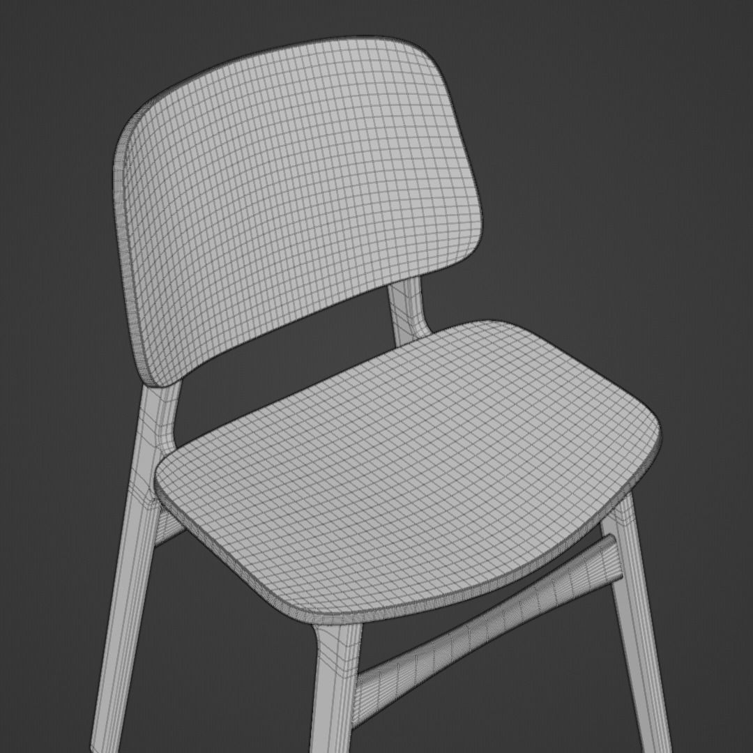 Modern Wooden Seamless Chair -  Designer Chair 001 3D model_9