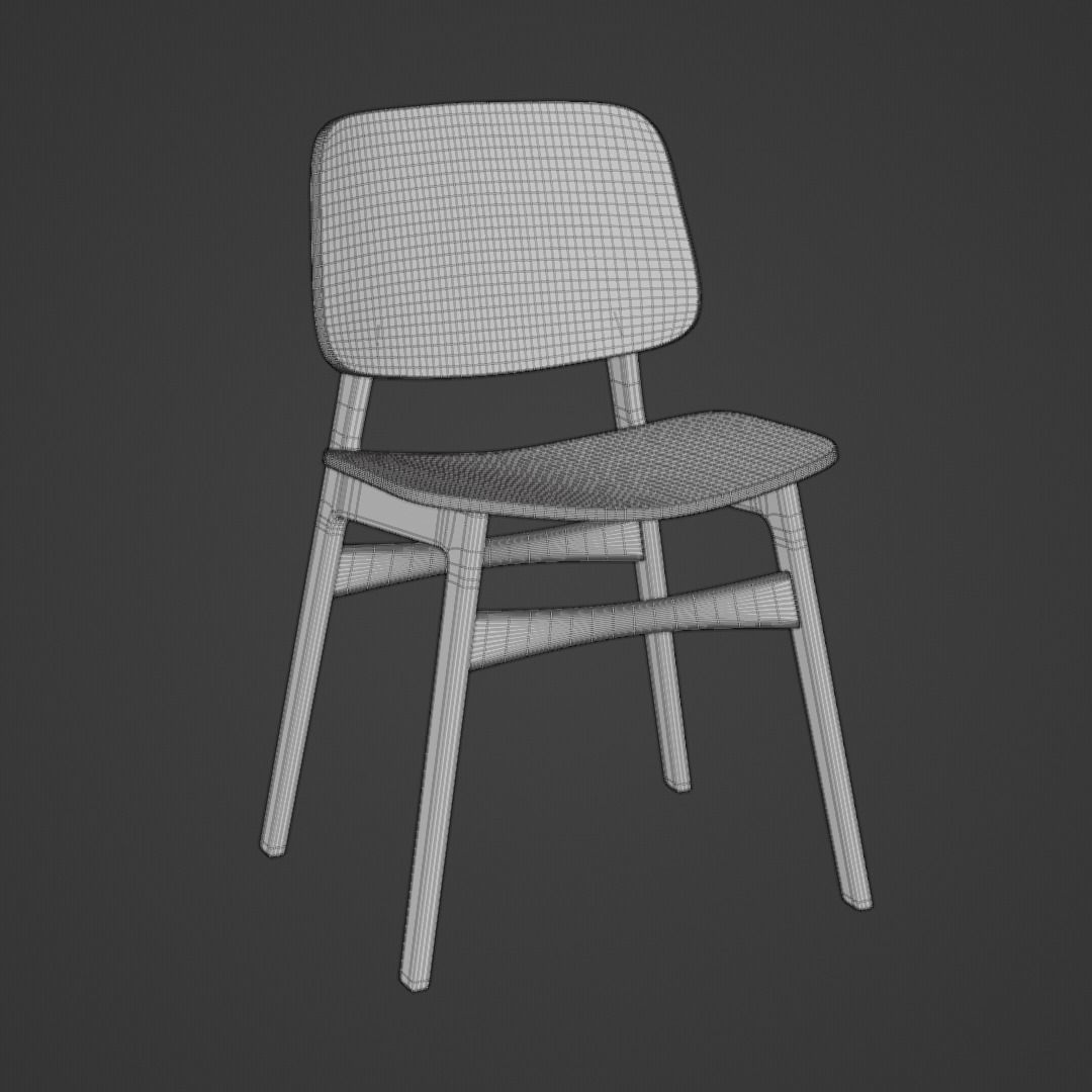 Modern Wooden Seamless Chair -  Designer Chair 001 3D model_1