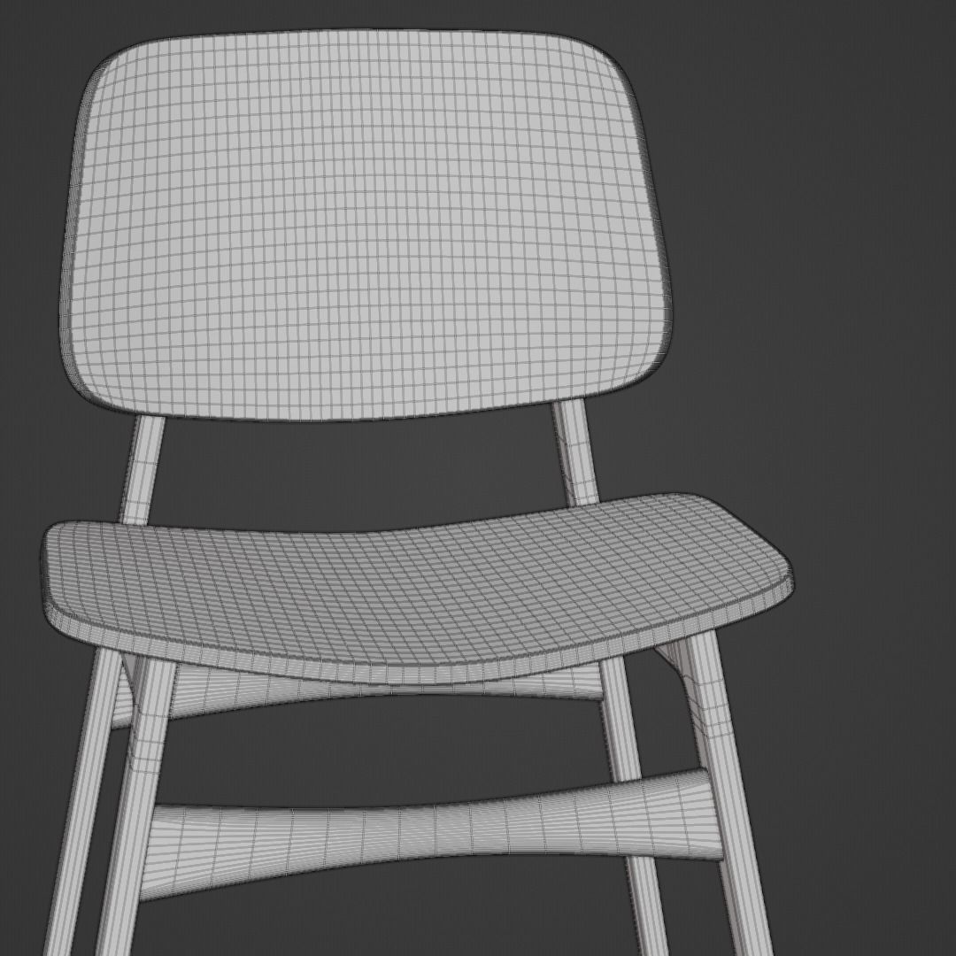 Modern Wooden Seamless Chair -  Designer Chair 001 3D model_3