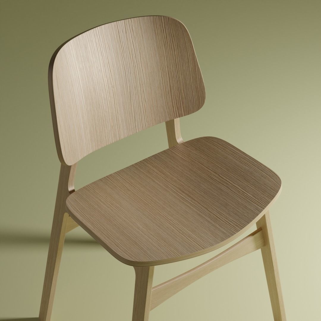 Modern Wooden Seamless Chair -  Designer Chair 001 3D model_8
