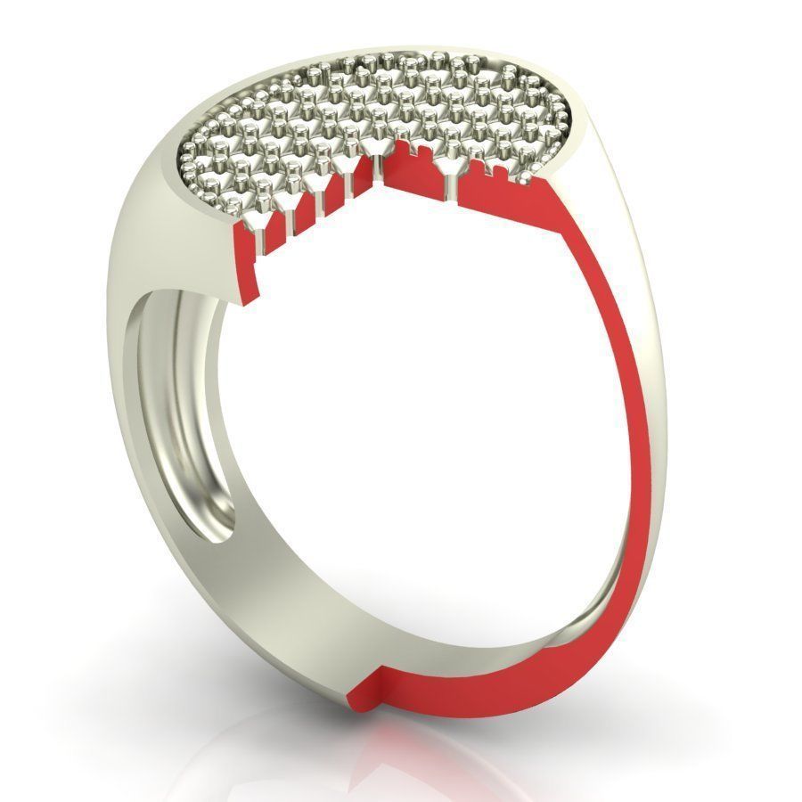 Signet rings set ELLIPSE top 3D print model_10