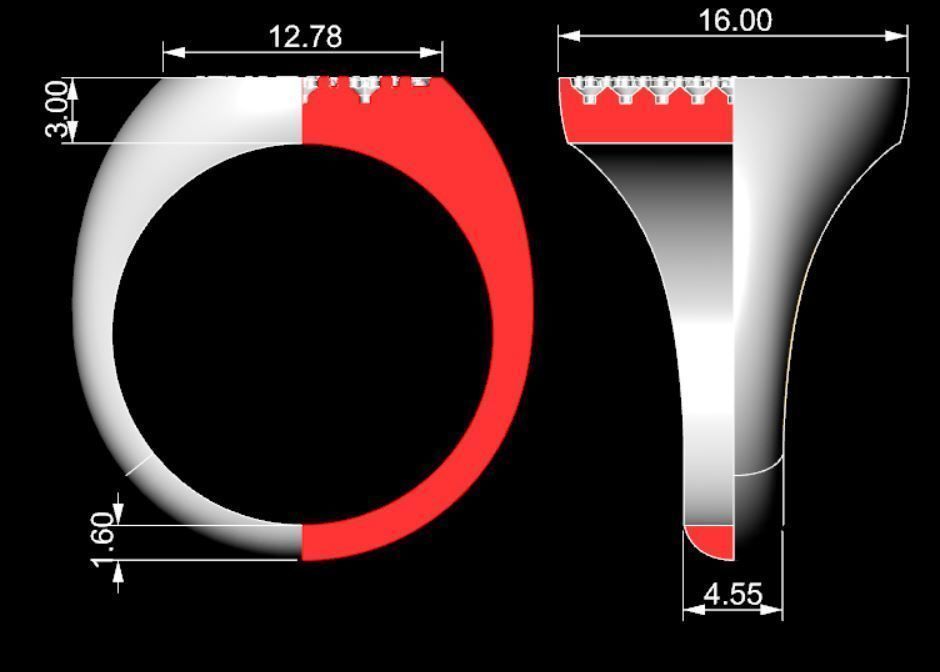 Signet rings set ELLIPSE top 3D print model_11