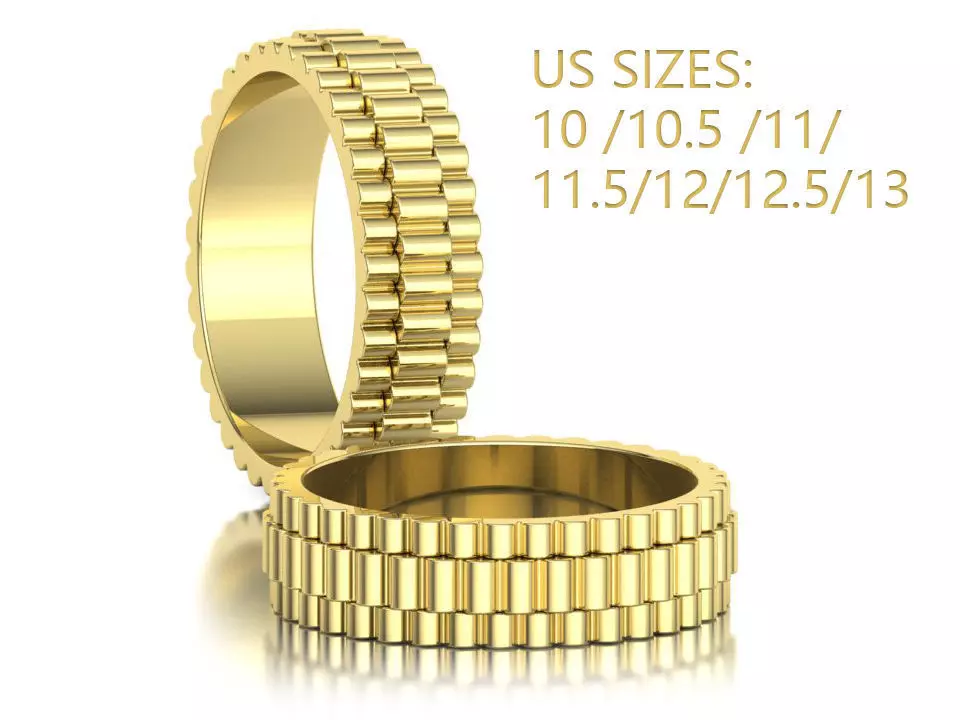 Watch Band Mens Wedding Band Ring 3dmodel 7mm Wide 3D print model