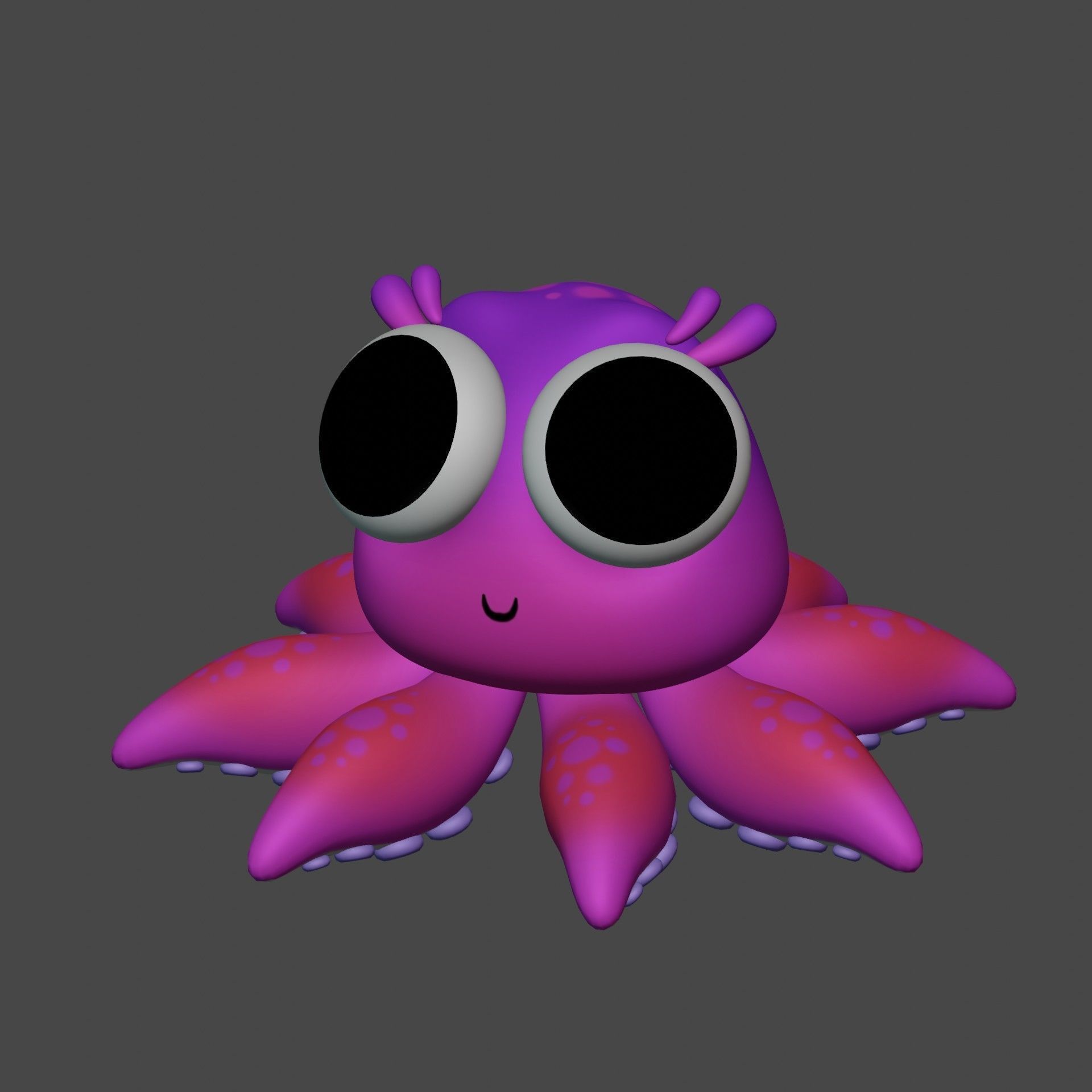 octopus cute Low-poly 3D model_1