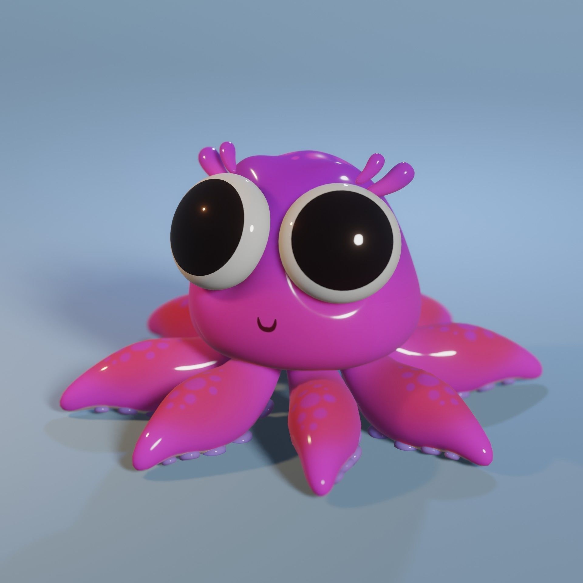 octopus cute Low-poly 3D model_5