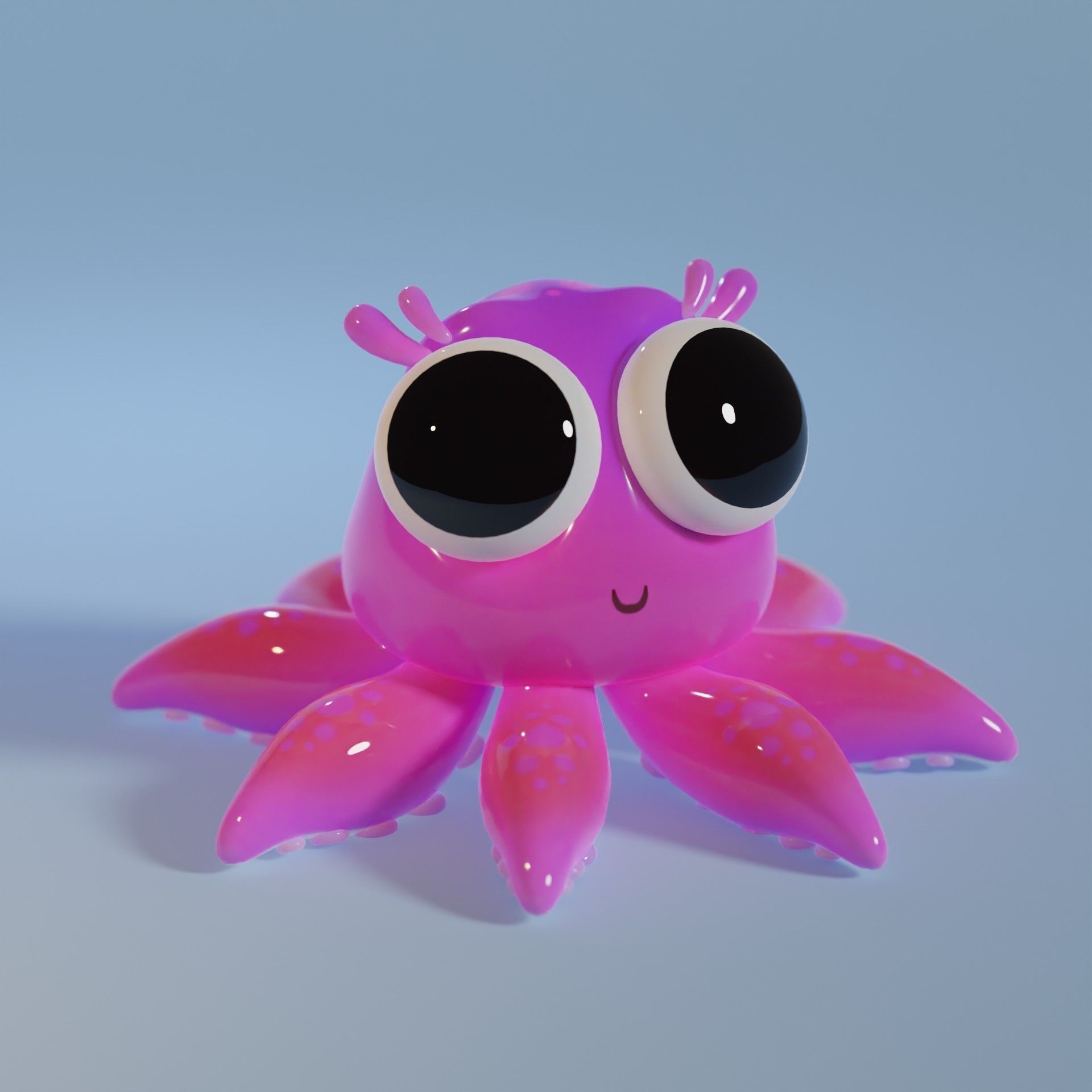octopus cute Low-poly 3D model_3
