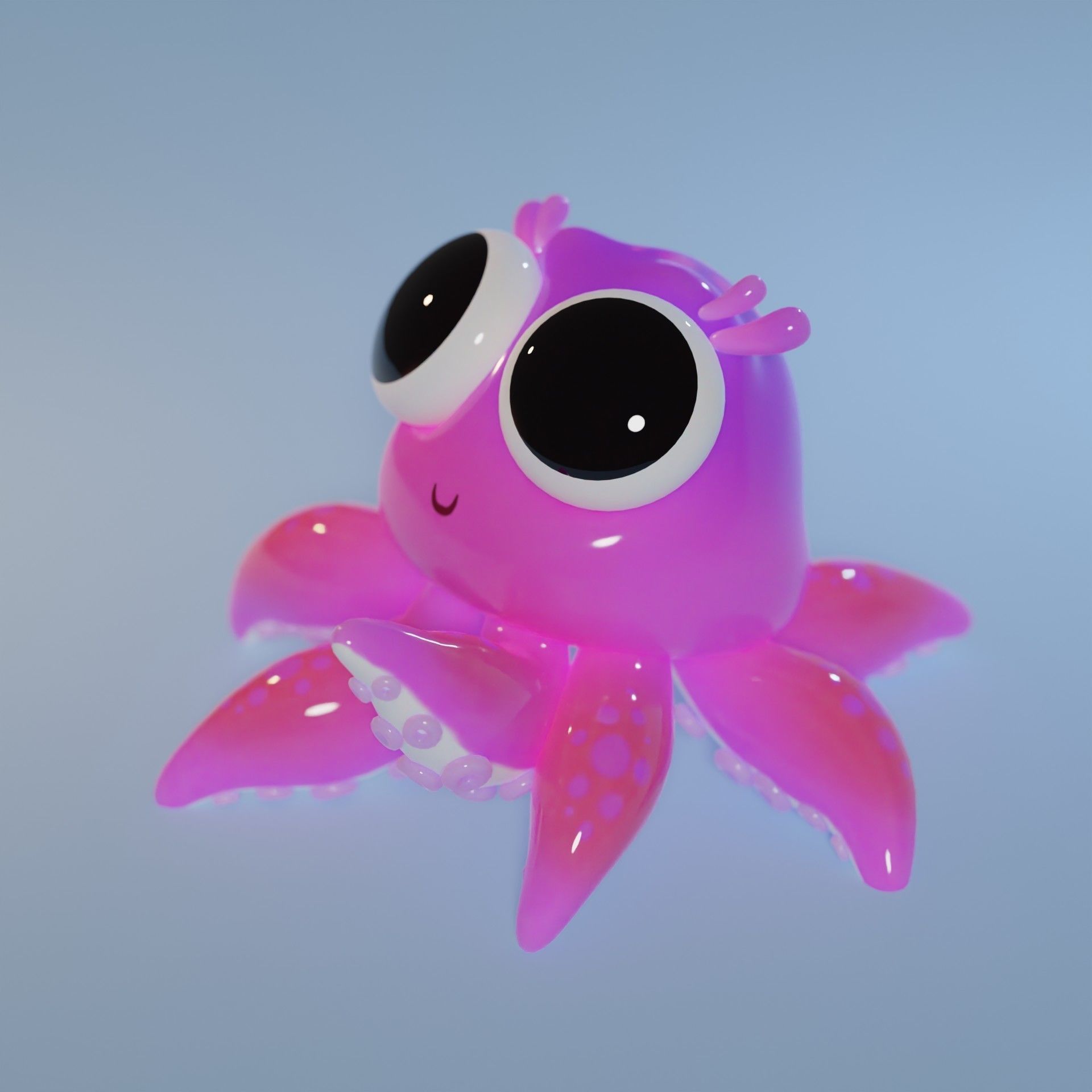 octopus cute Low-poly 3D model_4