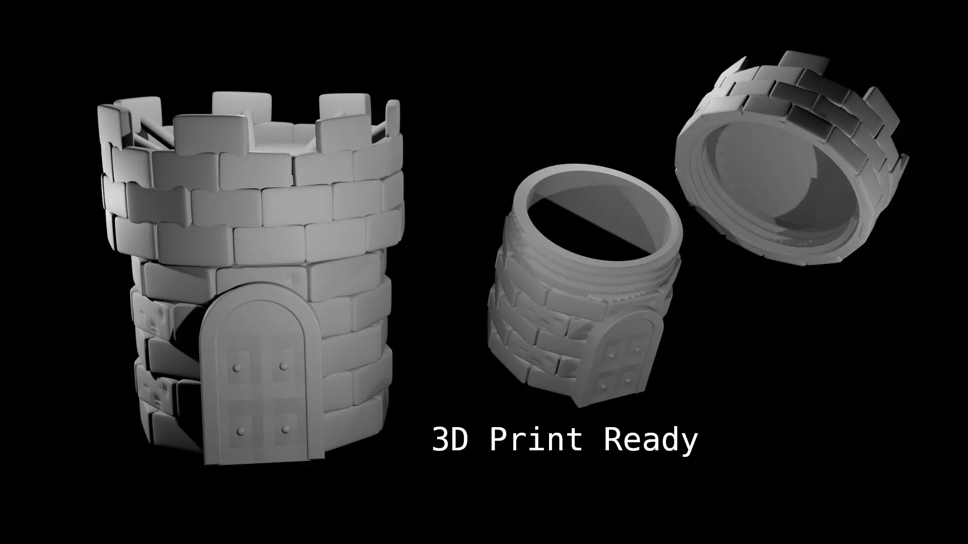 Castle Container Screw Top 3D print model_0