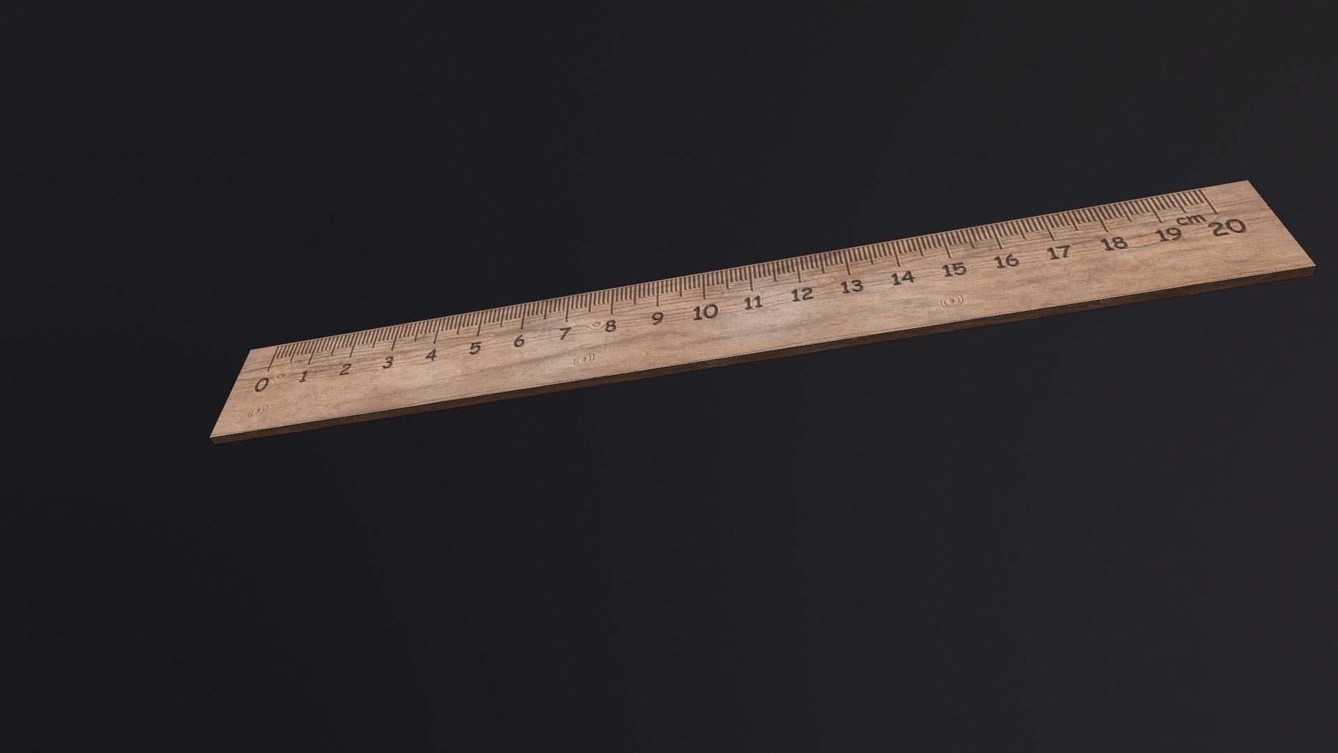 Wooden ruler 20 cm twenty centimeters measure length Low-poly 3D model_16