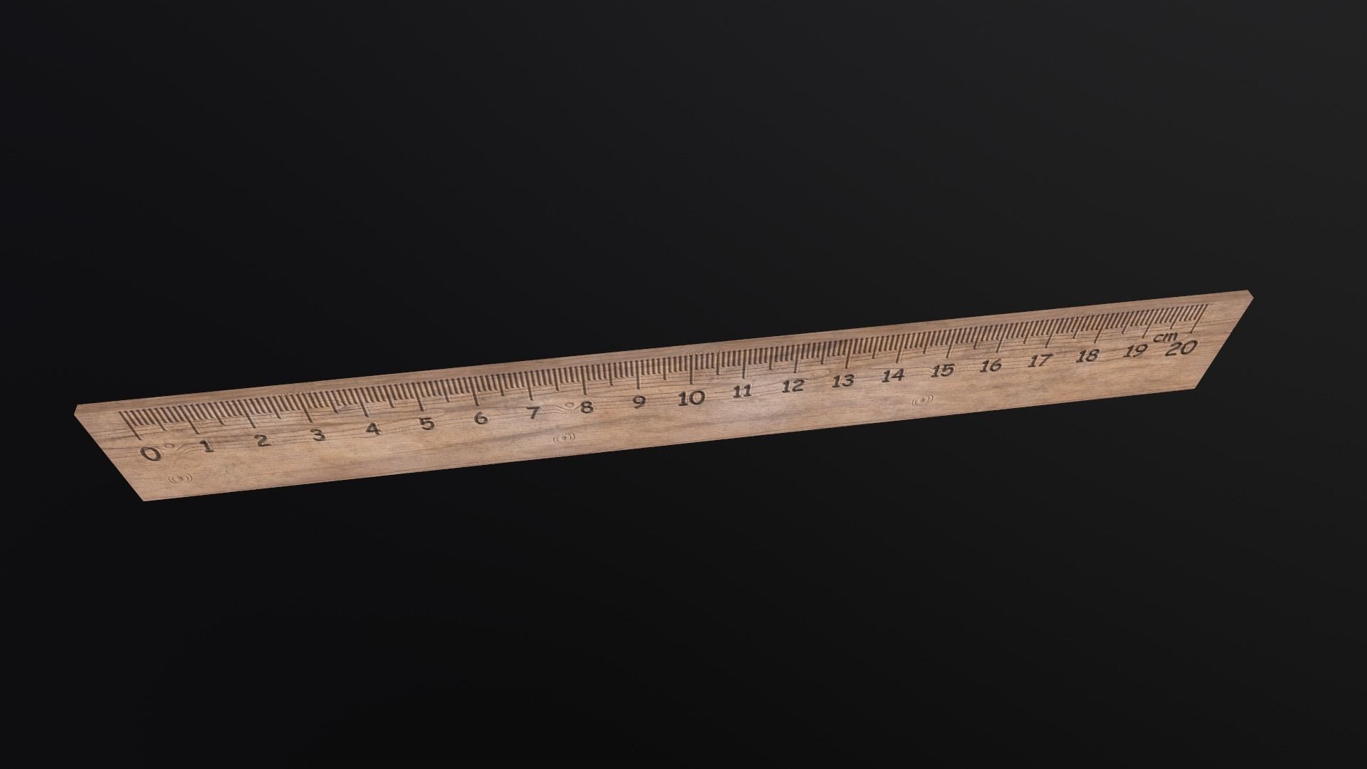 Wooden ruler 20 cm twenty centimeters measure length Low-poly 3D model_12