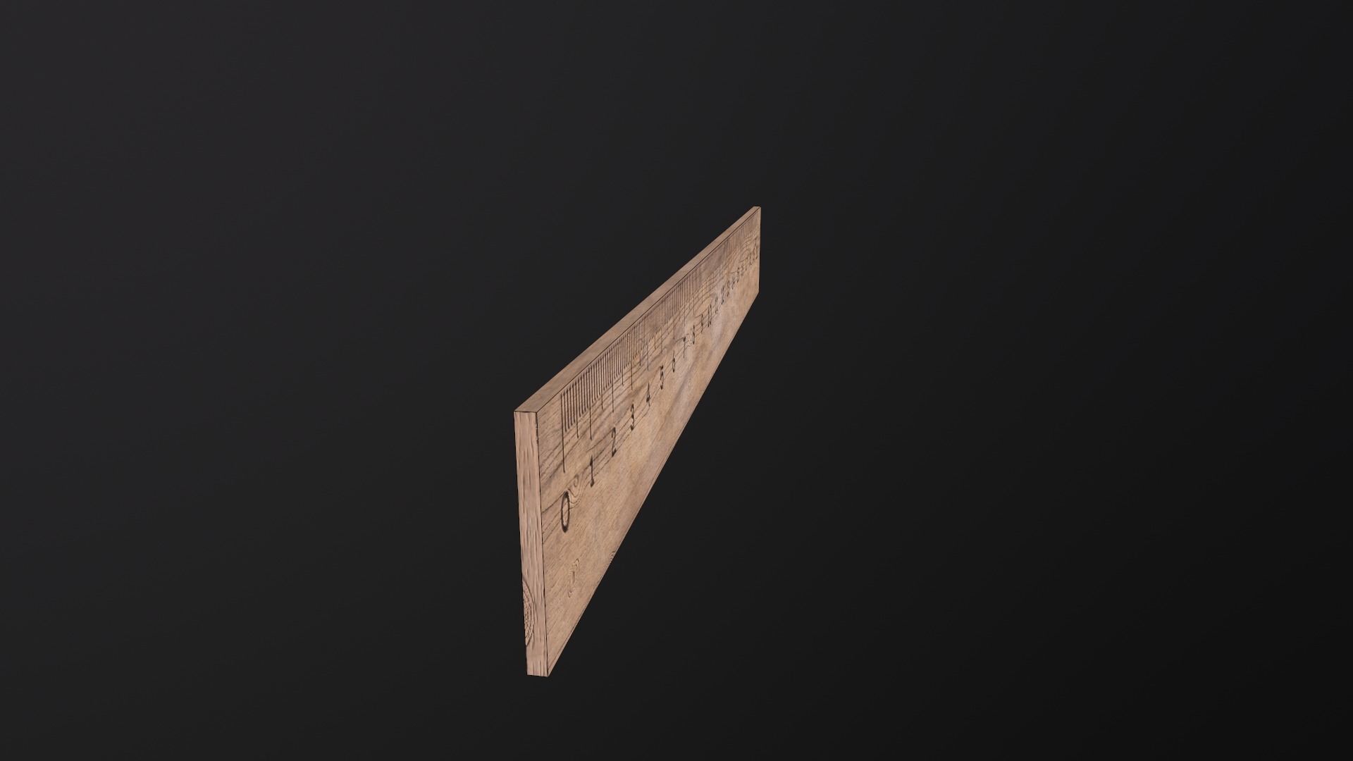 Wooden ruler 20 cm twenty centimeters measure length Low-poly 3D model_17