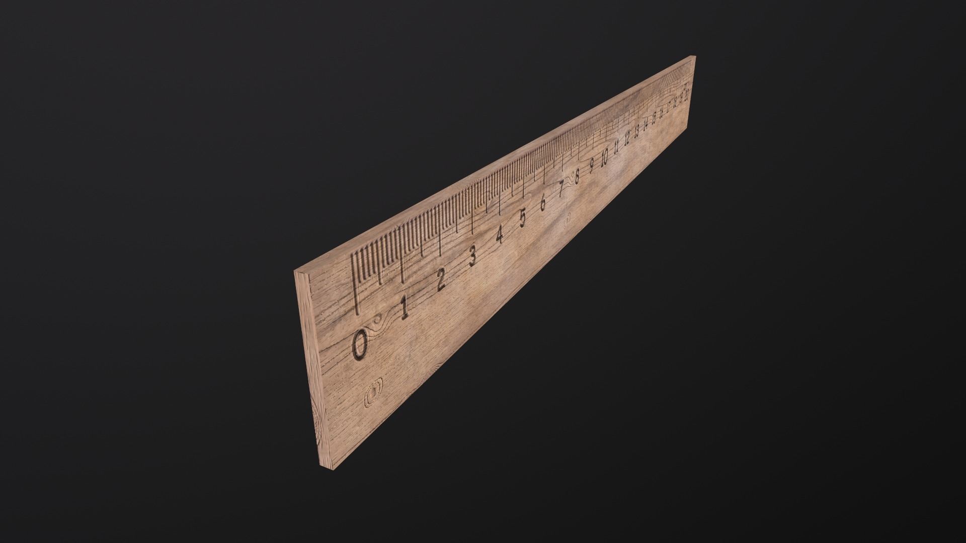 Wooden ruler 20 cm twenty centimeters measure length Low-poly 3D model_3
