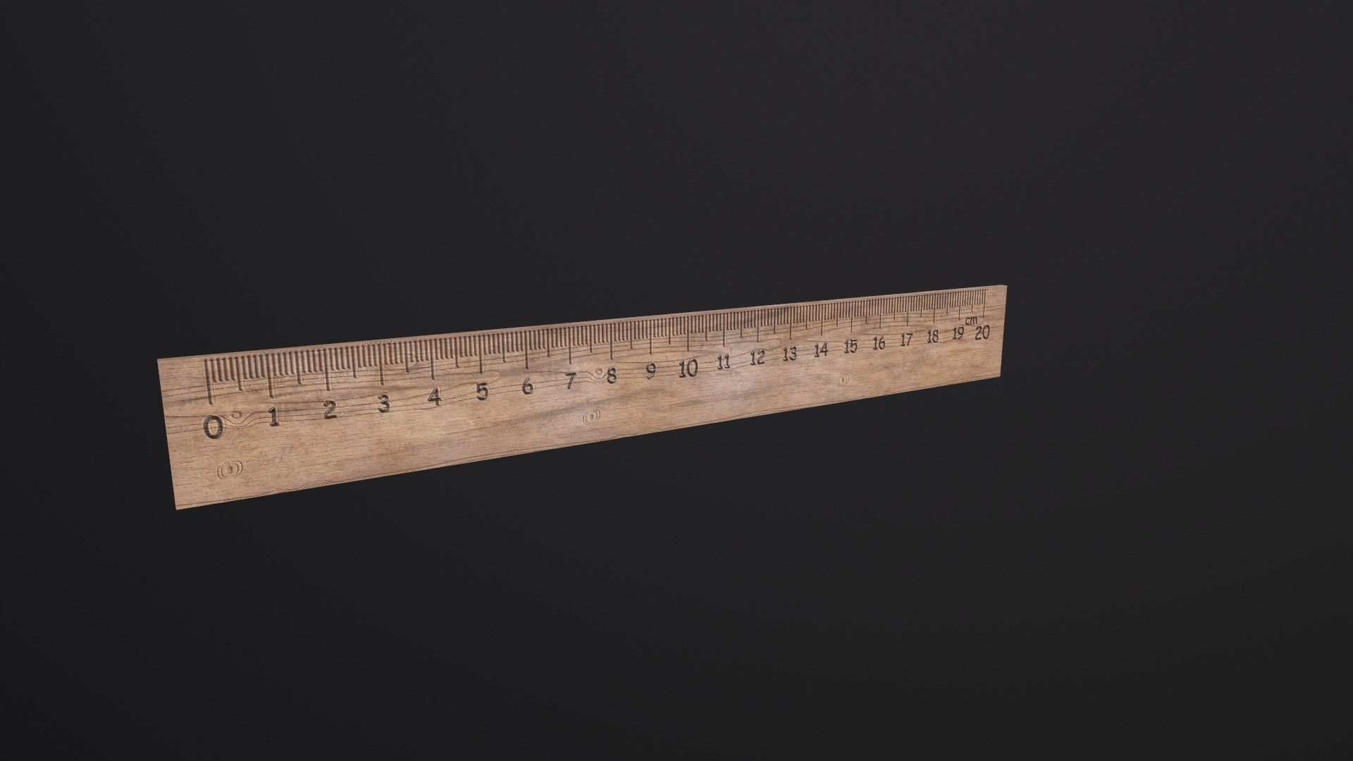 Wooden ruler 20 cm twenty centimeters measure length Low-poly 3D model_10