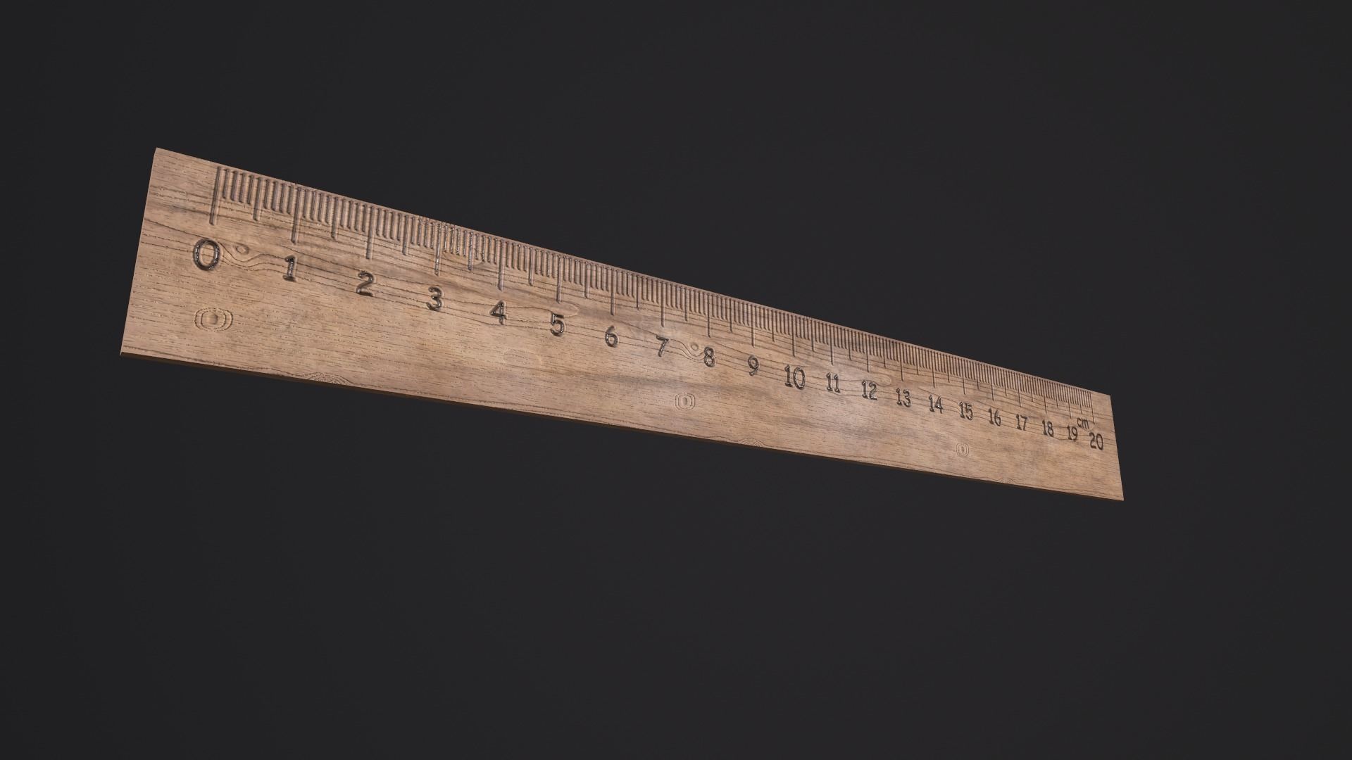 Wooden ruler 20 cm twenty centimeters measure length Low-poly 3D model_7