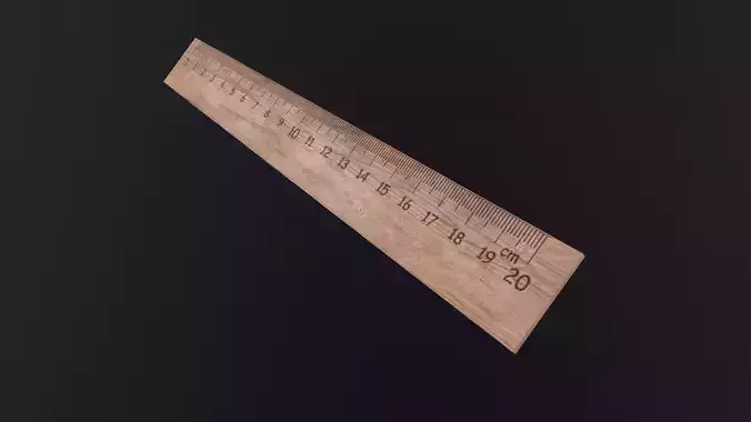 Wooden ruler 20 cm twenty centimeters measure length Low-poly 3D model