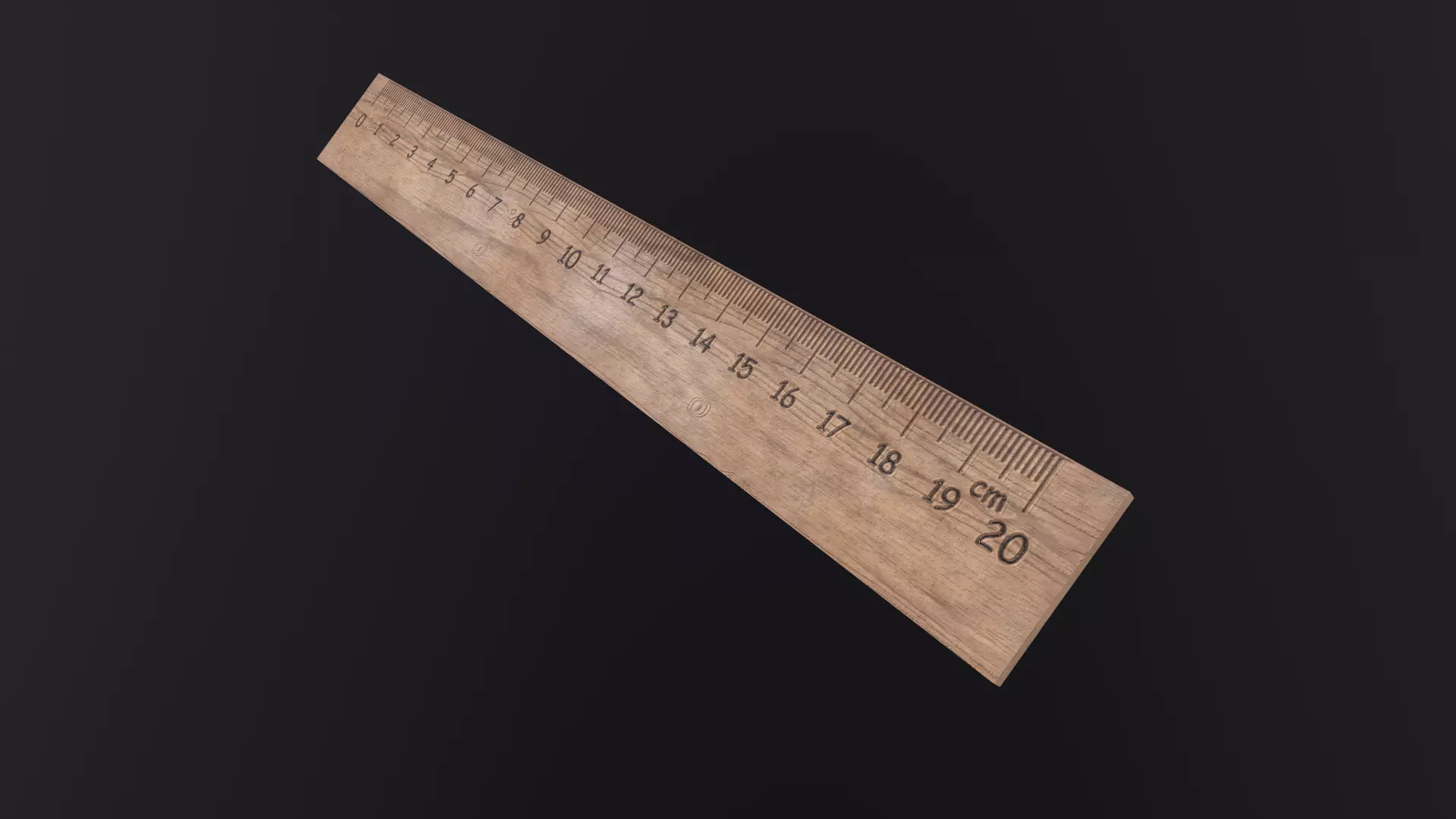 Wooden ruler 20 cm twenty centimeters measure length Low-poly 3D model_0