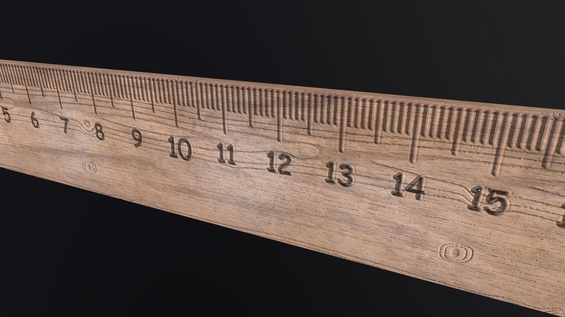 Wooden ruler 20 cm twenty centimeters measure length Low-poly 3D model_9