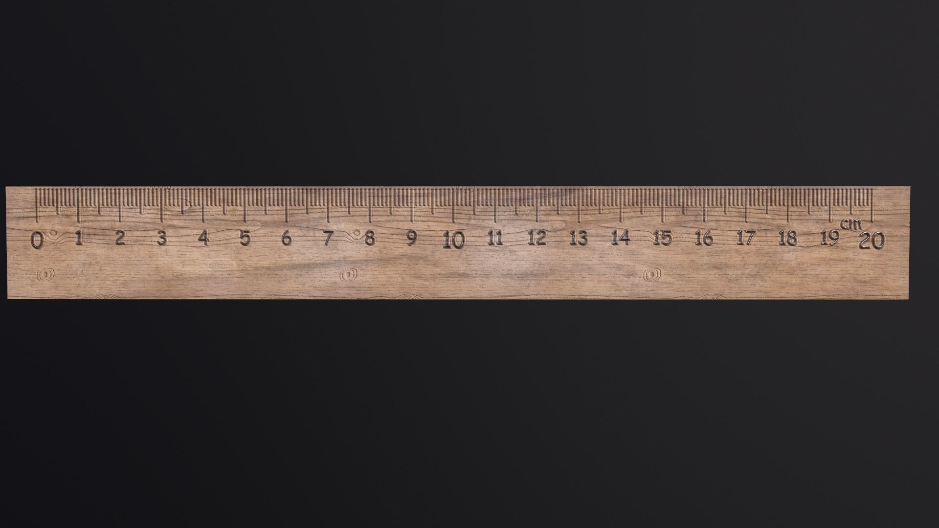 Wooden ruler 20 cm twenty centimeters measure length Low-poly 3D model_2