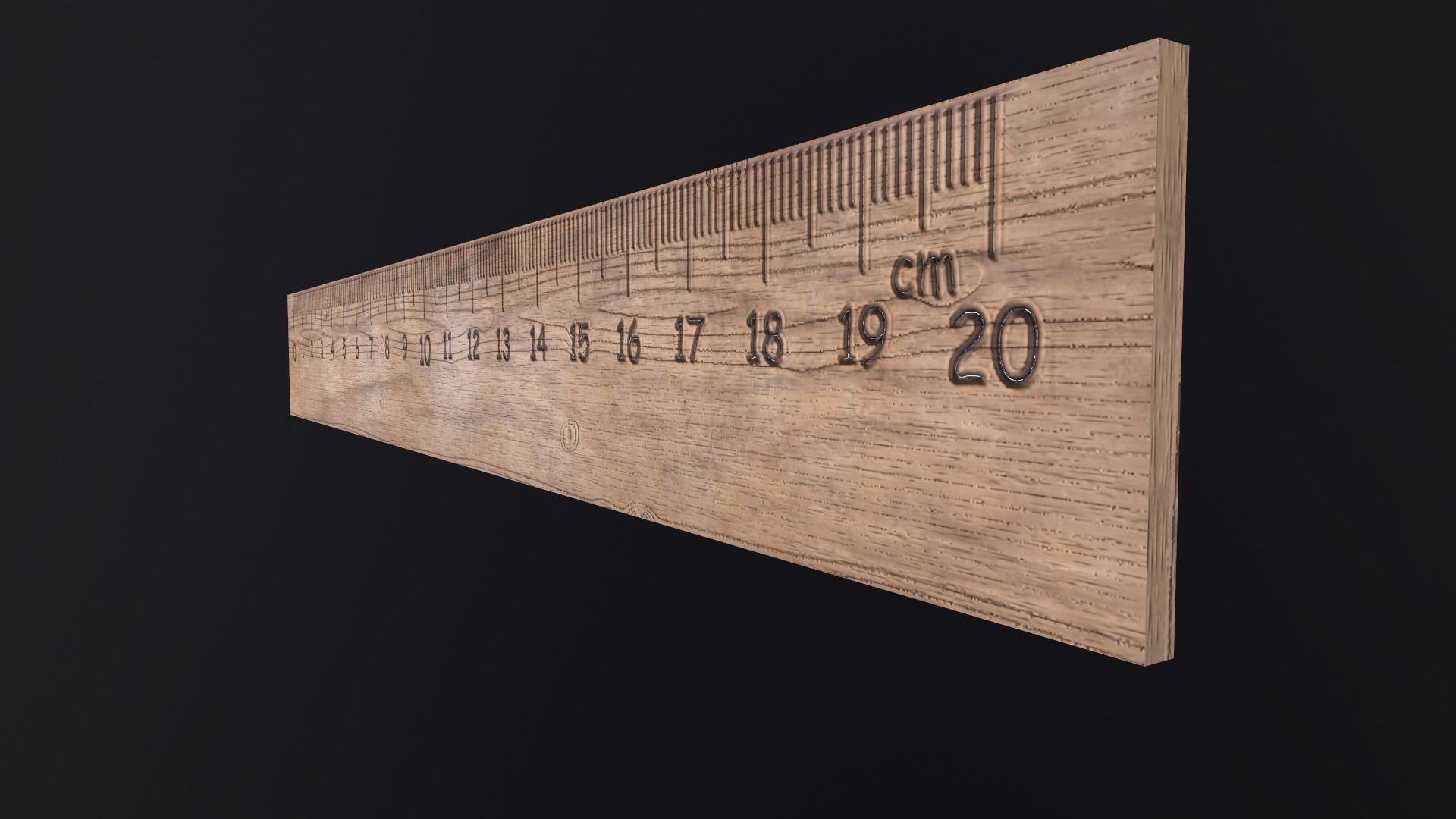 Wooden ruler 20 cm twenty centimeters measure length Low-poly 3D model_8
