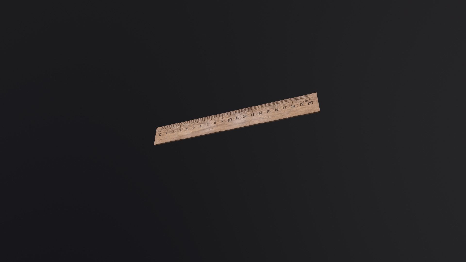 Wooden ruler 20 cm twenty centimeters measure length Low-poly 3D model_13